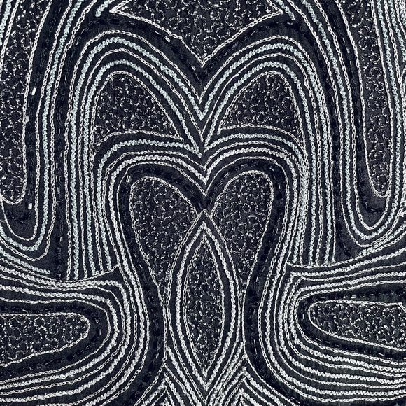 PAPELL Boutique Evening Formal Beaded Blouse Black Silver Cocktail Party - Picture 11 of 11